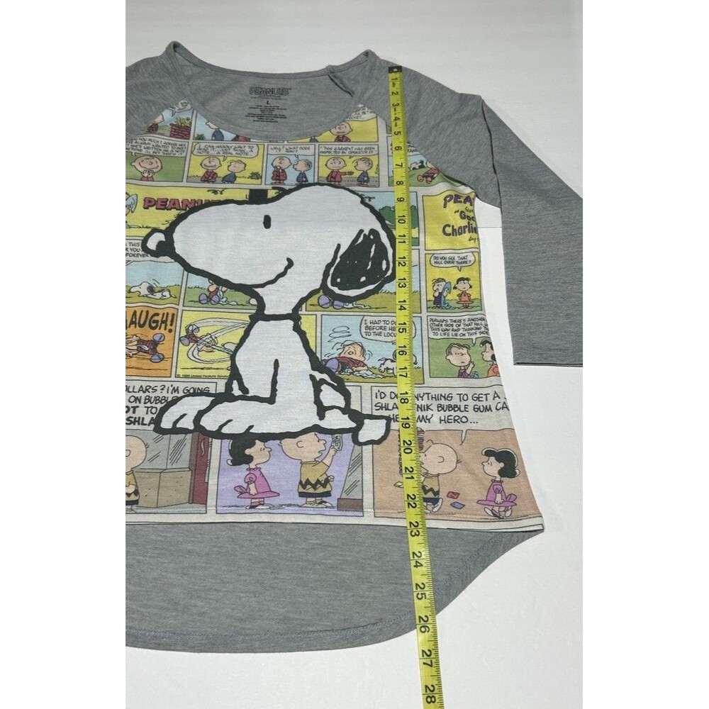 Peanuts Snoopy Comic Strip Graphic Gray Long Sleeve T-Shirt Women's Size Large - Picture 5 of 6
